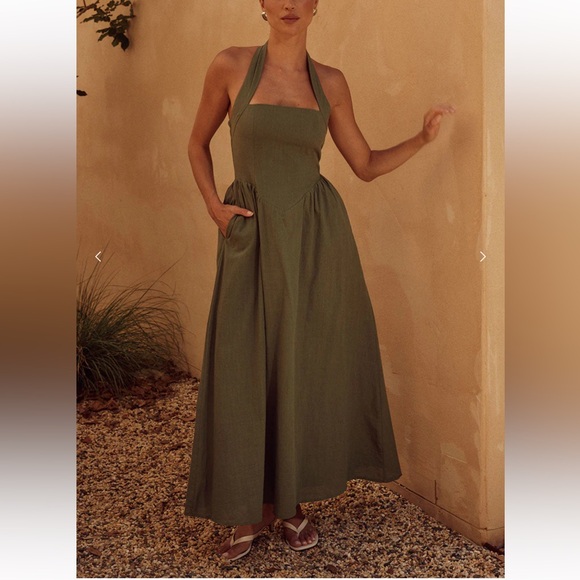 Seven Wonders - Locklea Midi Dress Khaki Size Small - Picture 1 of 4